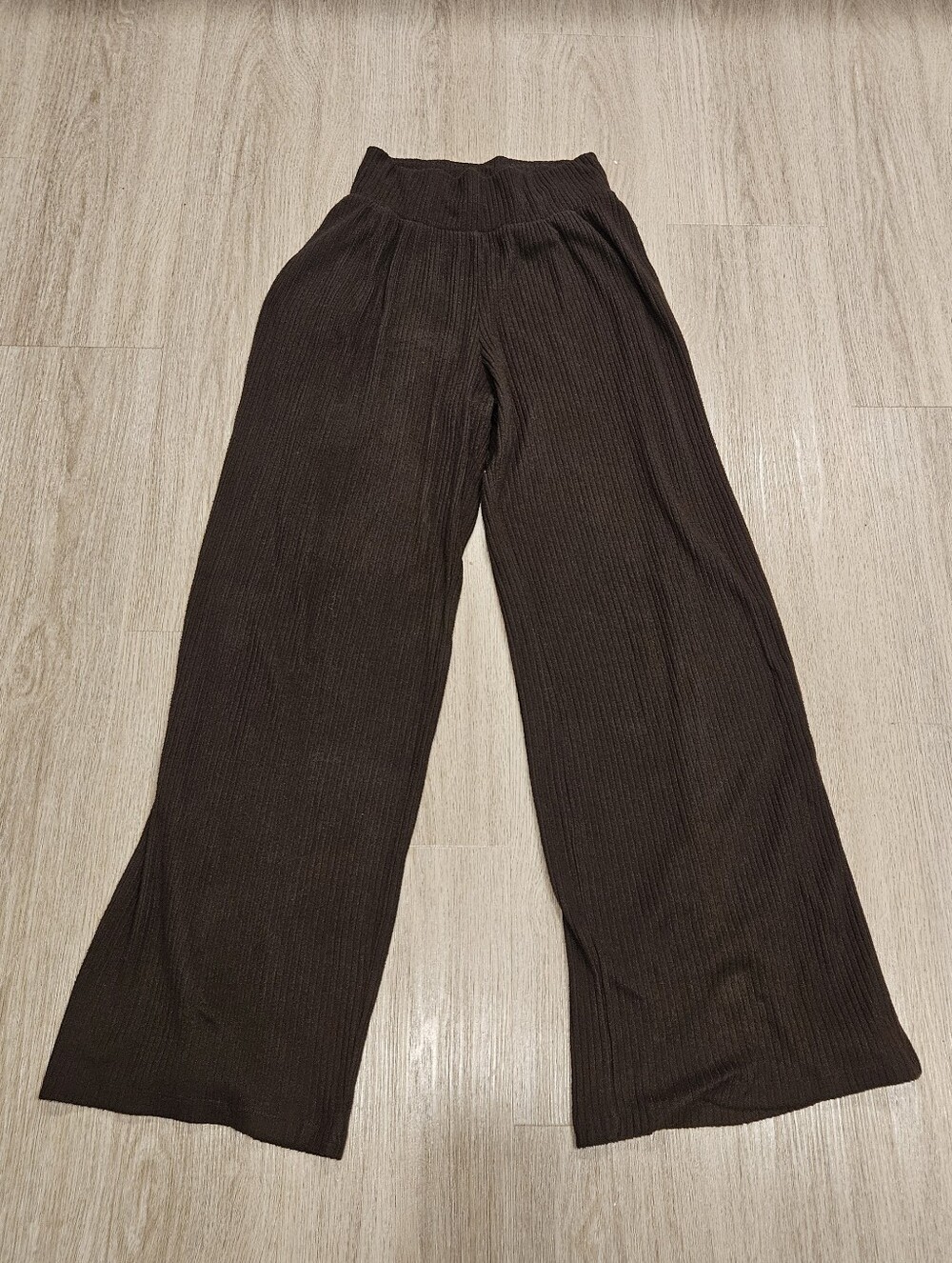 Abercrombie & Fitch Ribbed Wide Leg Lounge Pants Brown High Rise Small S